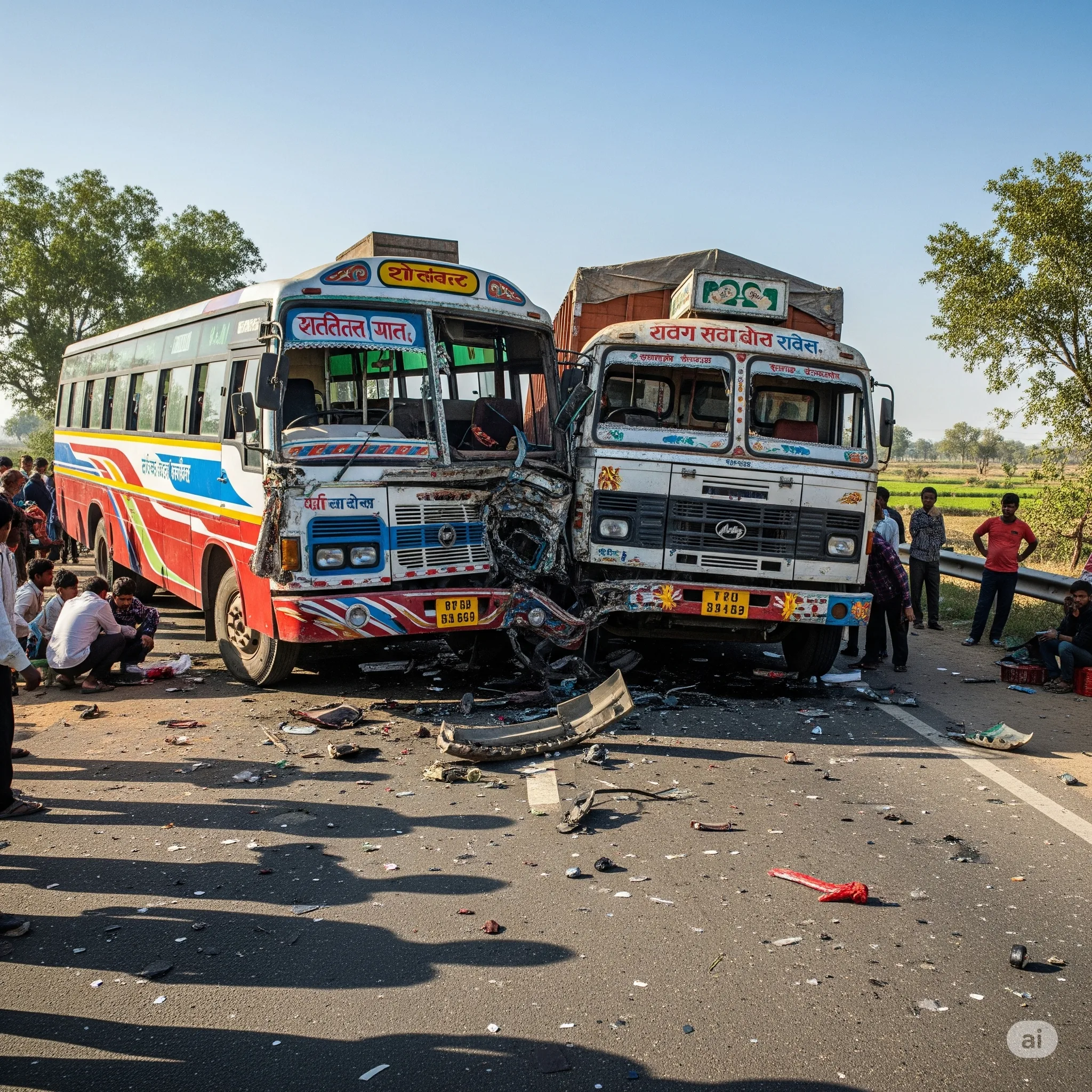 भागलपुर-दुमका हाईवे पर बस-ट्रक की आमने-सामने टक्कर, 11 यात्री घायल