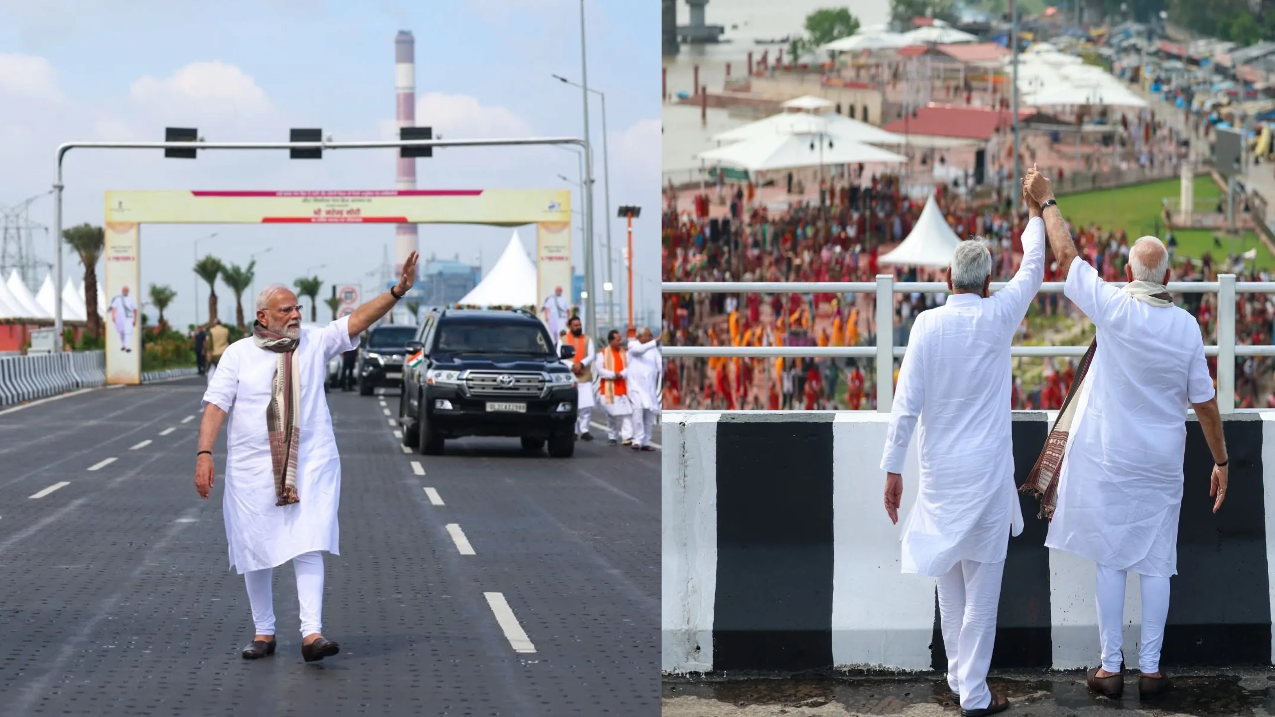 औंटा–सिमरिया के बीच नवनिर्मित 6 लेन गंगा पुल का प्रधानमंत्री व मुख्यमंत्री ने किया उद्घाटन