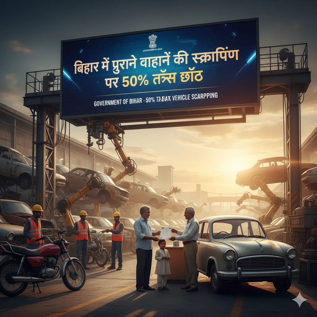 बिहार में पुराने वाहनों की स्क्रैपिंग पर 50% टैक्स छूट