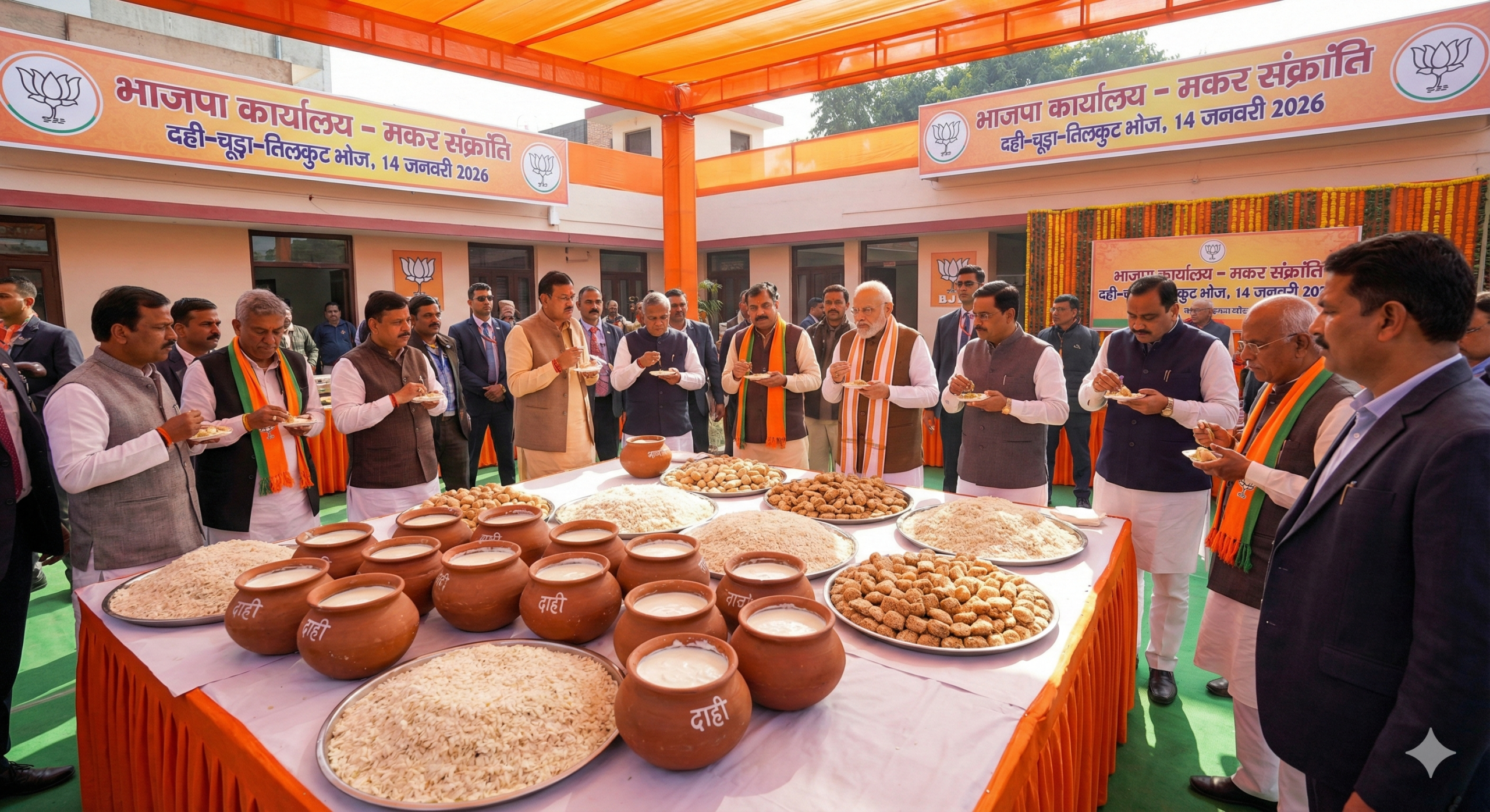 मकर संक्रांति पर भाजपा कार्यालय में दही-चूड़ा–तिलकुट का भोज, 14 जनवरी को जुटेंगे दिग्गज नेता; विपक्षी दलों को भी न्योता