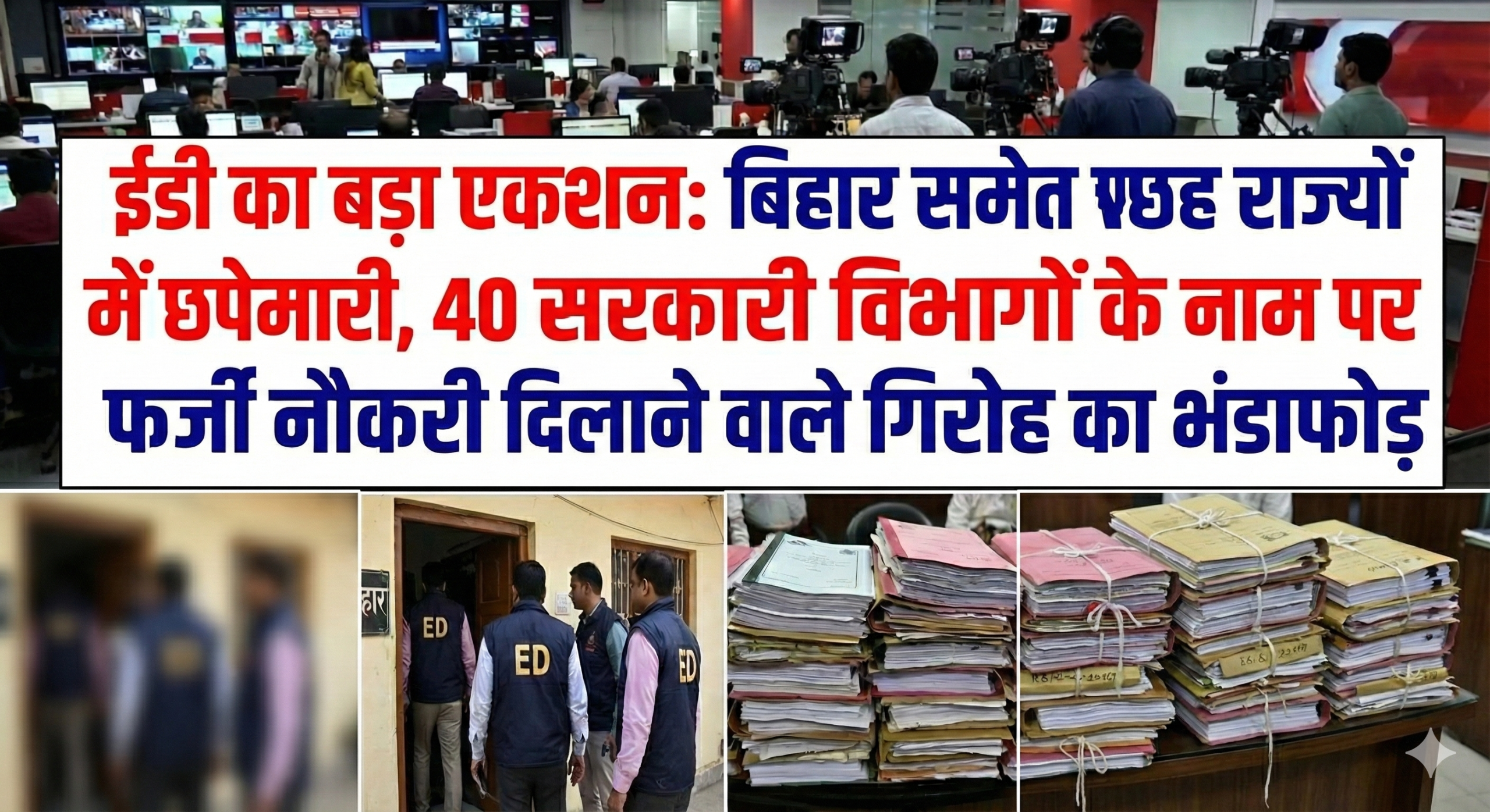 ईडी का बड़ा एक्शन: बिहार समेत छह राज्यों में छापेमारी, 40 सरकारी विभागों के नाम पर फर्जी नौकरी दिलाने वाले गिरोह का भंडाफोड़