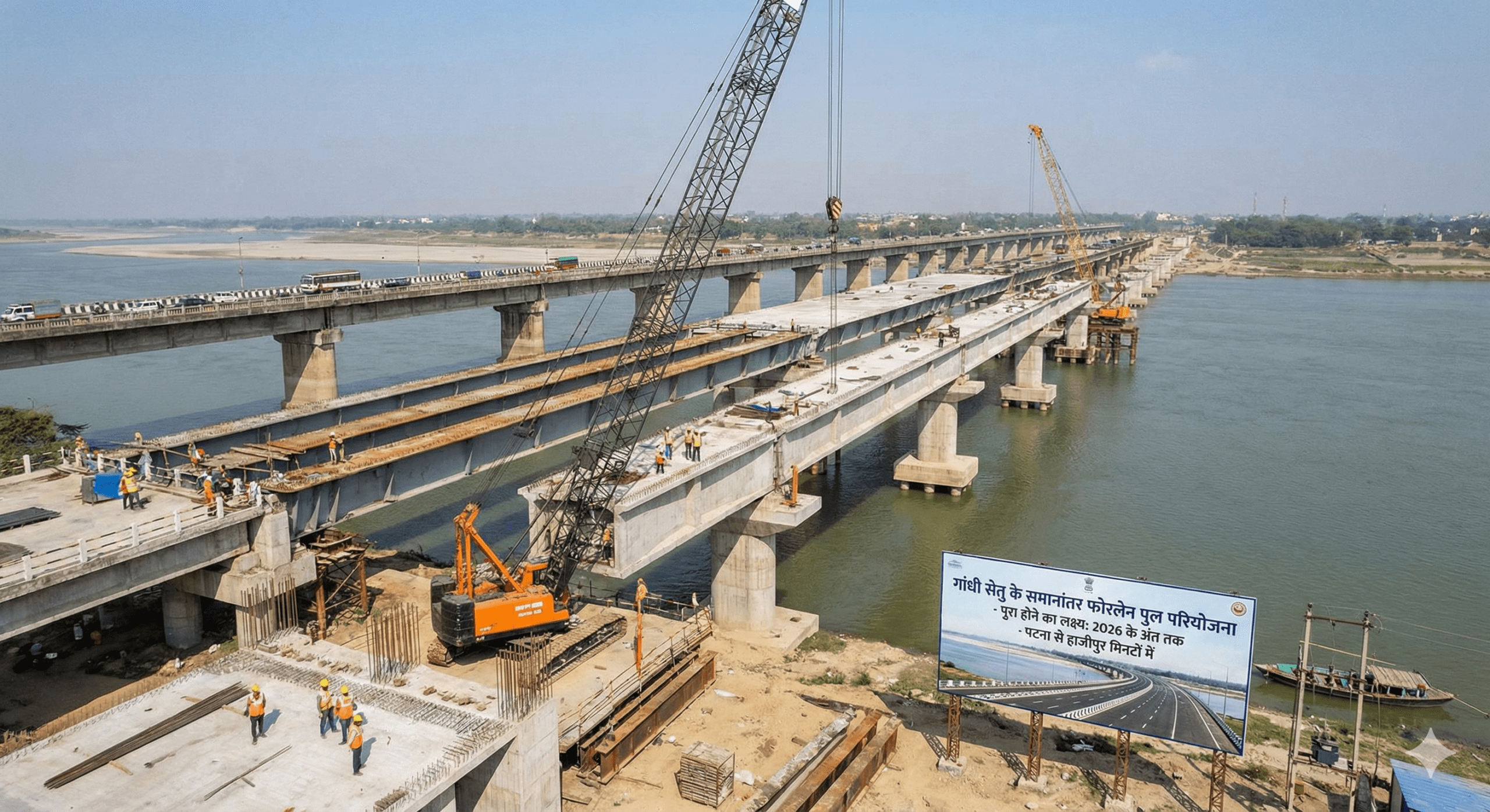 गांधी सेतु के समानांतर बन रहा फोरलेन पुल, 2026 के अंत तक होगा तैयार; पटना–हाजीपुर की दूरी मिनटों में होगी तय