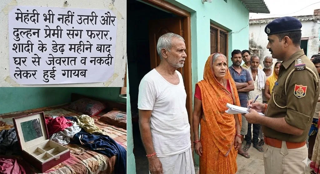 मेहंदी भी नहीं उतरी और दुल्हन प्रेमी संग फरार, शादी के डेढ़ महीने बाद घर से जेवरात व नकदी लेकर हुई गायब 1 मेहंदी भी नहीं उतरी और दुल्हन प्रेमी संग फरार, शादी के डेढ़ महीने बाद घर से जेवरात व नकदी लेकर हुई गायब