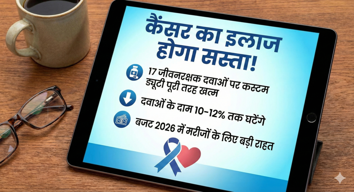 Cancer Treatment होगा सस्ता, 17 दवाओं पर कस्टम ड्यूटी पूरी तरह खत्म.. बजट 2026 में मरीजों के लिए बड़ी राहत, दवाओं के दाम 10–12% तक घटेंगे