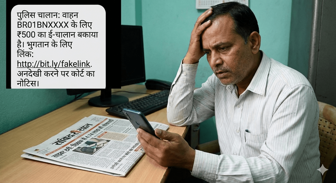 चालान का फर्जी मैसेज भेजकर उड़ाए 4.74 लाख, निजी शिक्षक बने साइबर ठगी का शिकार