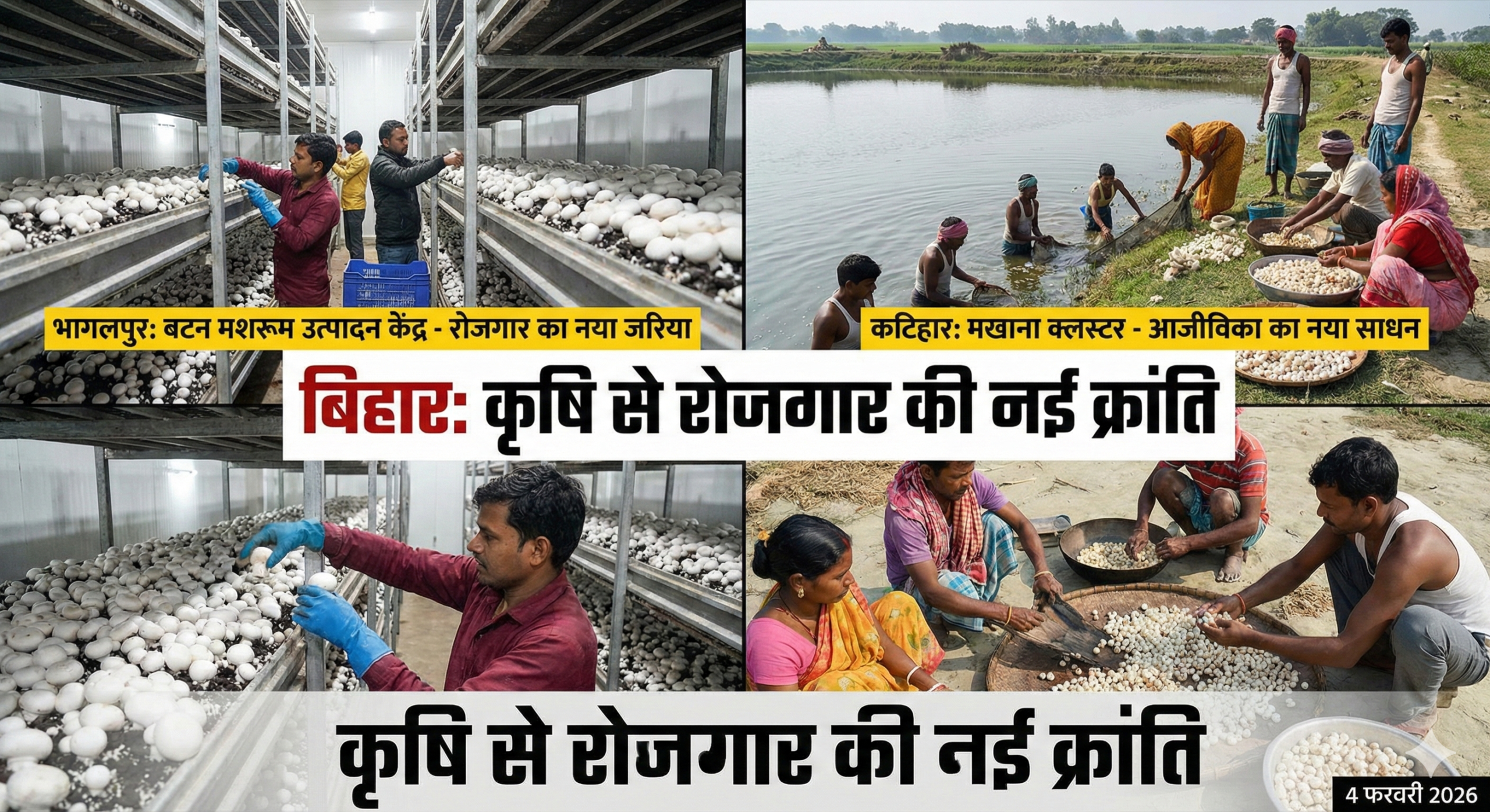 भागलपुर में बटन मशरूम, कटिहार में मखाना बनेगा रोजगार का नया जरिया