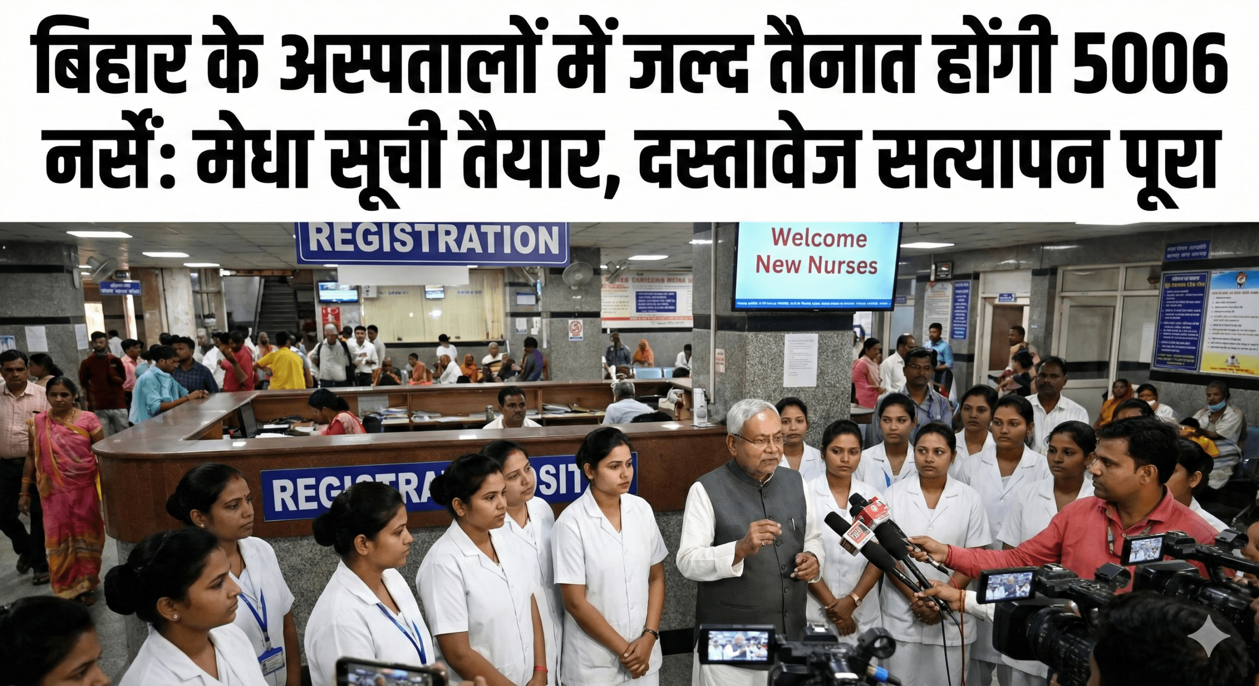 बिहार के अस्पतालों में जल्द तैनात होंगी 5006 नर्सें: मेधा सूची तैयार, दस्तावेज सत्यापन पूरा