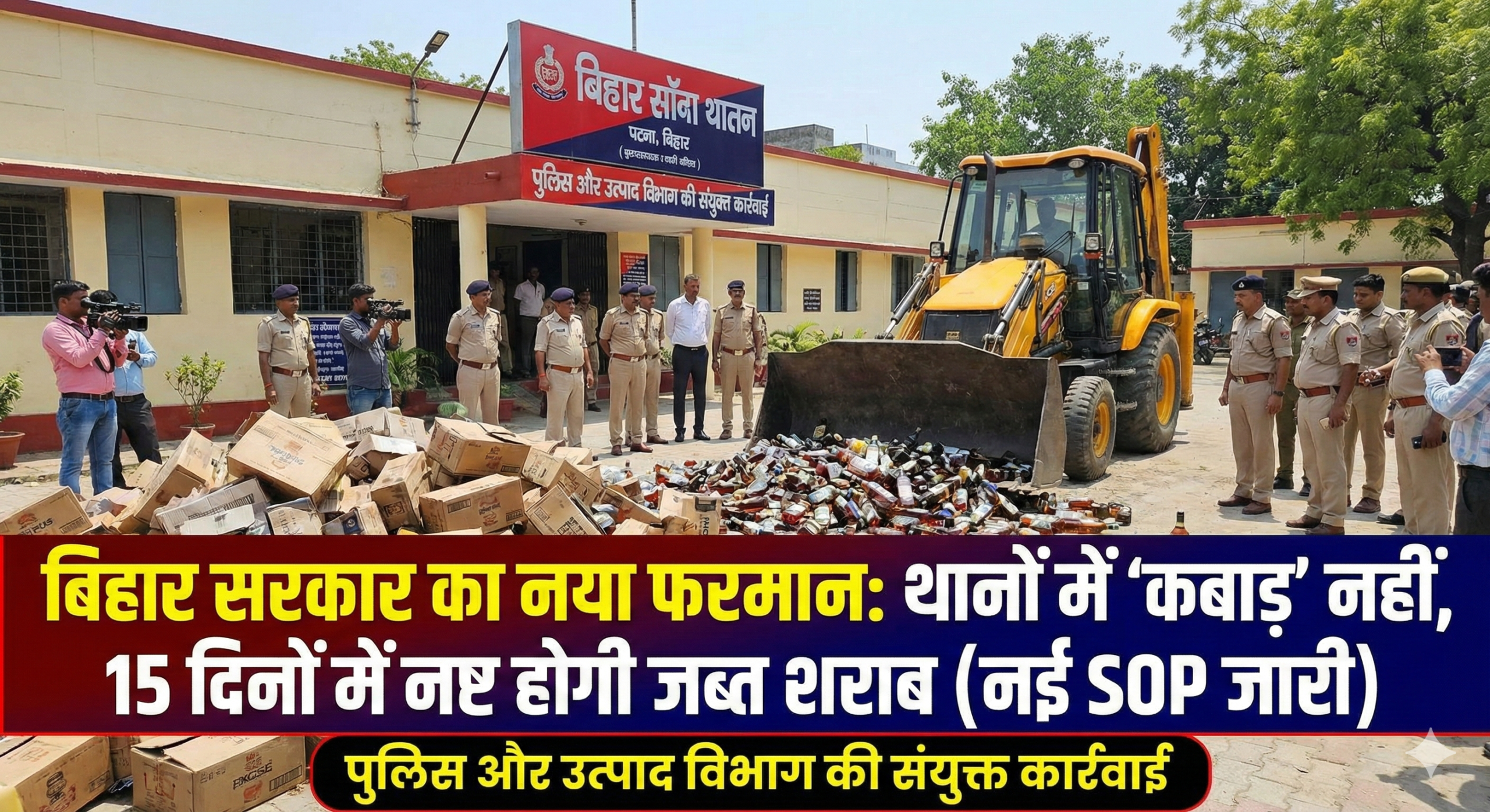 बिहार में शराब पर नया फरमान: थानों में अब ‘कबाड़’ नहीं बनेगी जब्त शराब, 15 दिनों में करना होगा नष्ट; सरकार ने जारी की नई SOP
