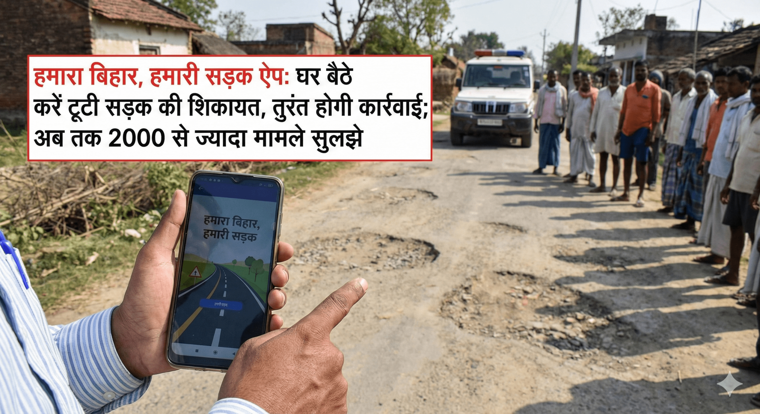 ​’हमारा बिहार, हमारी सड़क’ ऐप का कमाल: घर बैठे करें टूटी सड़क की शिकायत, तुरंत होगी कार्रवाई; अब तक 2000 से ज्यादा मामले सुलझे