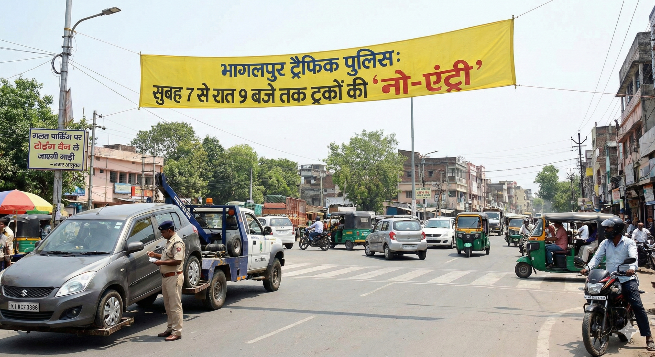 भागलपुर में ट्रैफिक का ‘नया टाइम-टेबल’: सुबह 7 से रात 9 बजे तक ट्रकों की ‘नो-एंट्री’; नगर आयुक्त का सख्त आदेश- गलत पार्किंग पर टोइंग वैन ले जाएगी गाड़ी
