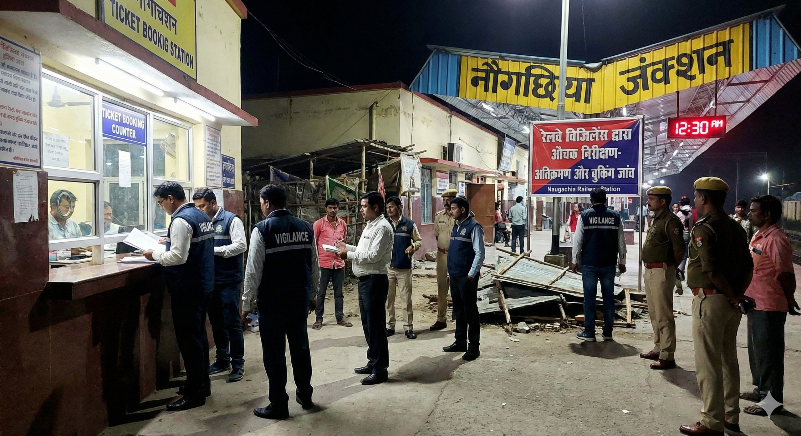 नवगछिया स्टेशन पर ‘आधी रात’ को विजिलेंस का छापा: 4 महीने में चौथी बार रेड; अतिक्रमण और बुकिंग काउंटर की हुई जांच, मचा हड़कंप