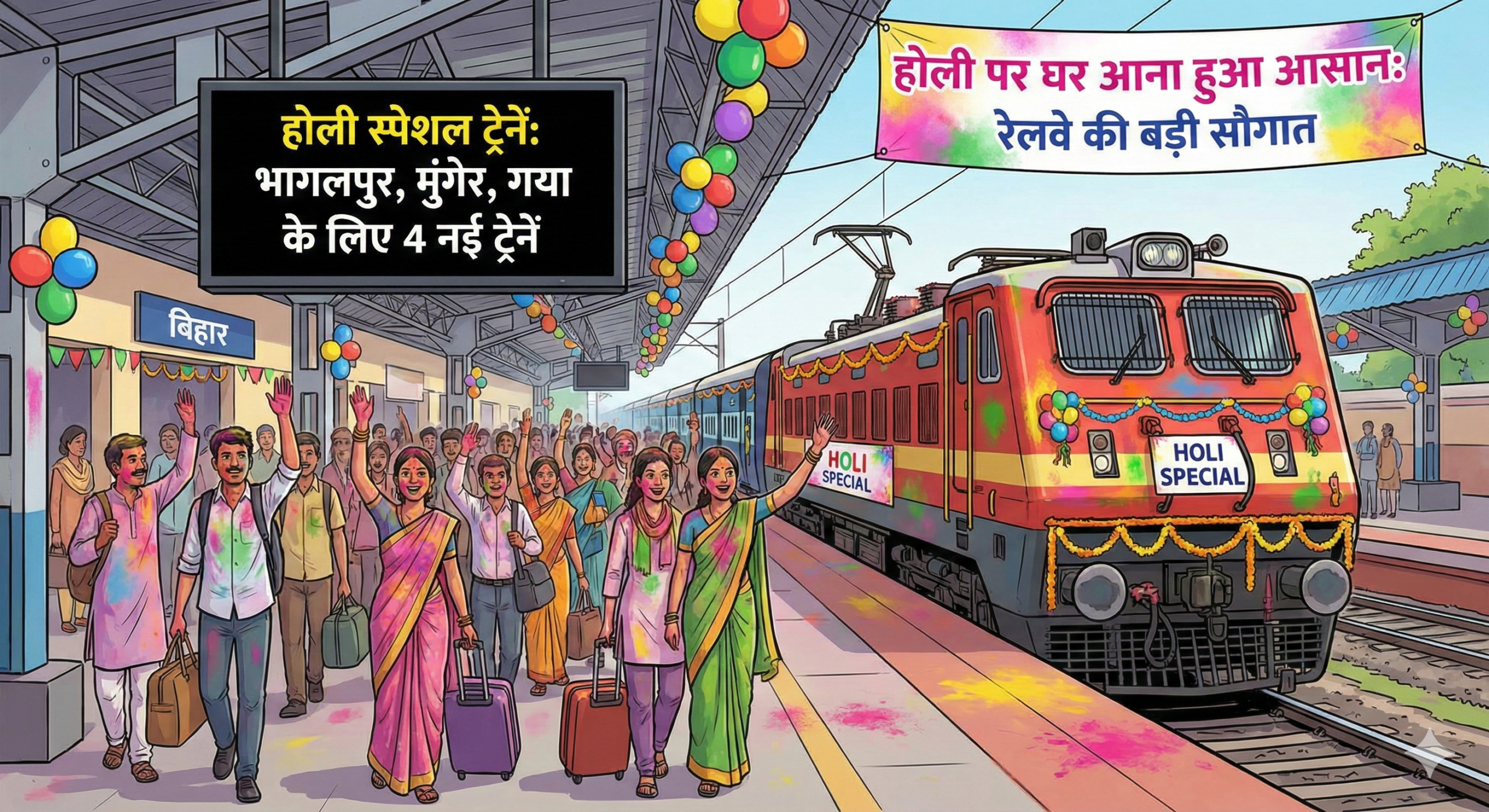 होली पर घर आना हुआ आसान: रेलवे ने किया 4 स्पेशल ट्रेनों का ऐलान; भागलपुर, मुंगेर और गया के यात्रियों को मिली बड़ी सौगात
