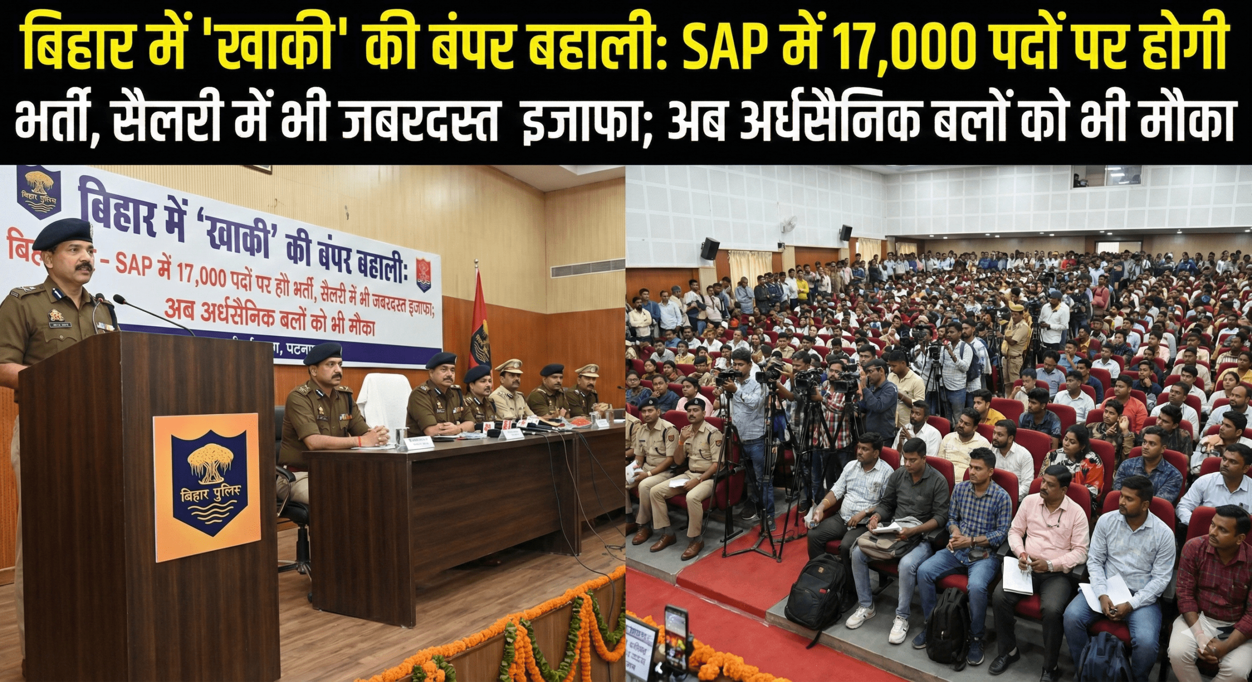 बिहार में ‘खाकी’ की बंपर बहाली: SAP में 17,000 पदों पर होगी भर्ती, सैलरी में भी जबरदस्त इजाफा; अब अर्धसैनिक बलों को भी मौका