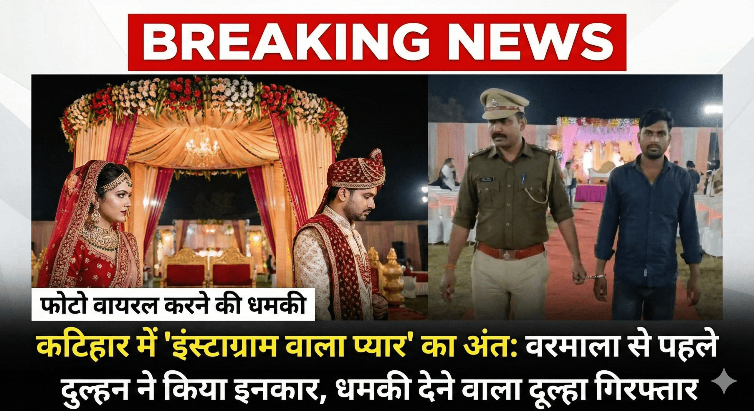 कटिहार में ‘इंस्टाग्राम वाला प्यार’ चढ़ा पुलिस के हत्थे: वरमाला से ठीक पहले दुल्हन ने किया शादी से इनकार; फोटो वायरल करने की धमकी देने वाला दूल्हा गिरफ्तार