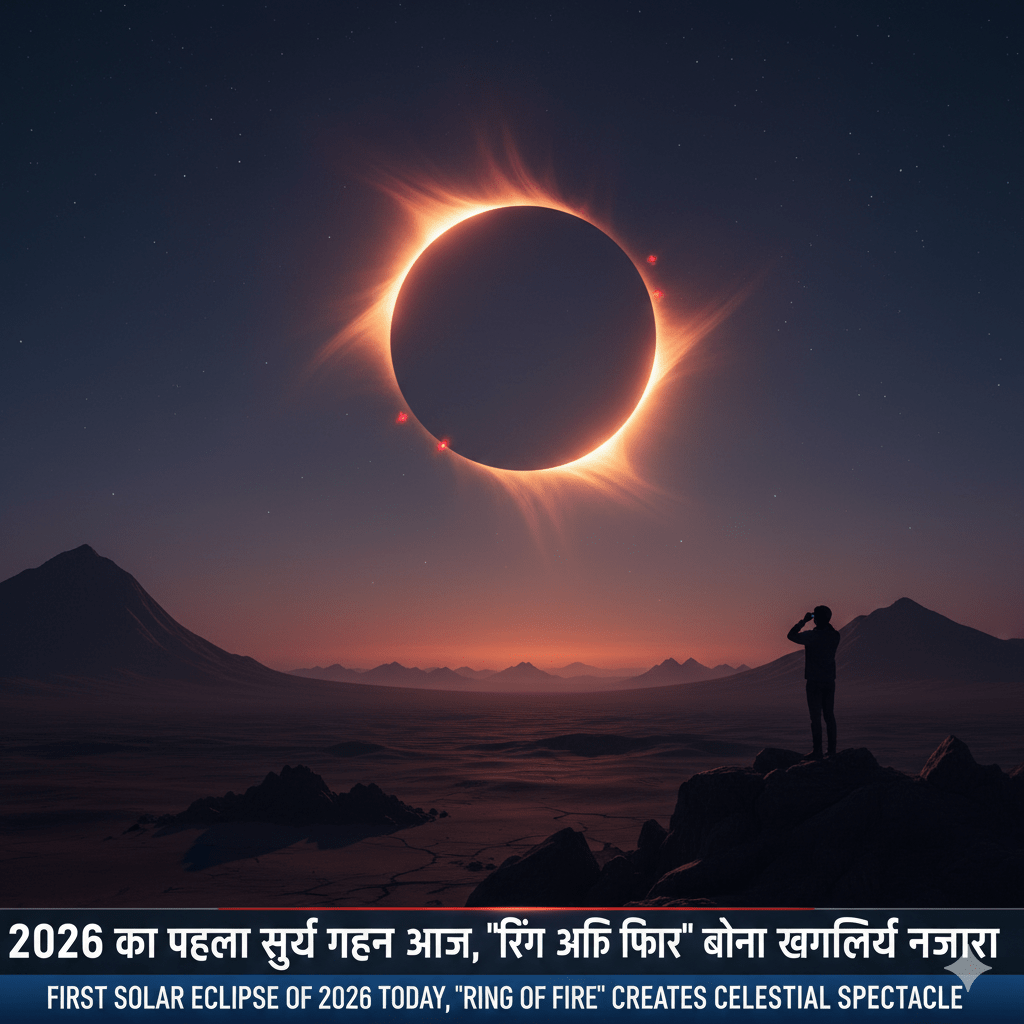 2026 का पहला सूर्य ग्रहण आज, “रिंग ऑफ फायर” बनेगा खगोलीय नजारा