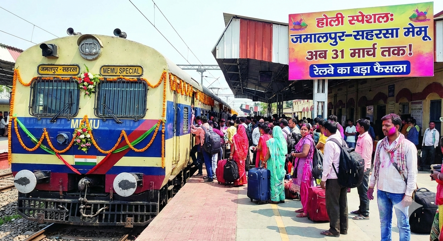होली पर घर जाना होगा आसान: जमालपुर-सहरसा मेमू स्पेशल अब 31 मार्च तक चलेगी; रेलवे ने यात्रियों की भीड़ देख लिया बड़ा फैसला