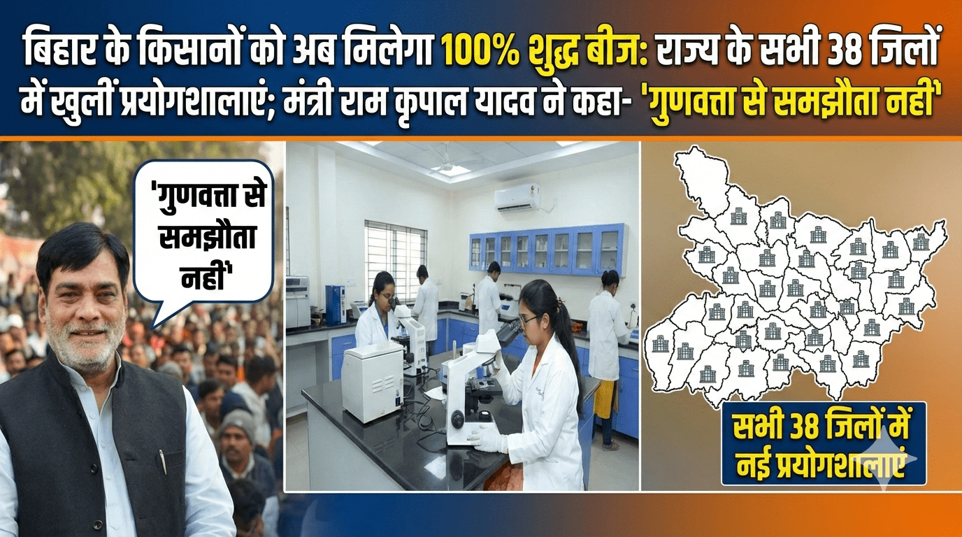 बिहार के किसानों को अब मिलेगा 100% शुद्ध बीज: राज्य के सभी 38 जिलों में खुलीं प्रयोगशालाएं; मंत्री राम कृपाल यादव ने कहा- ‘गुणवत्ता से समझौता नहीं’