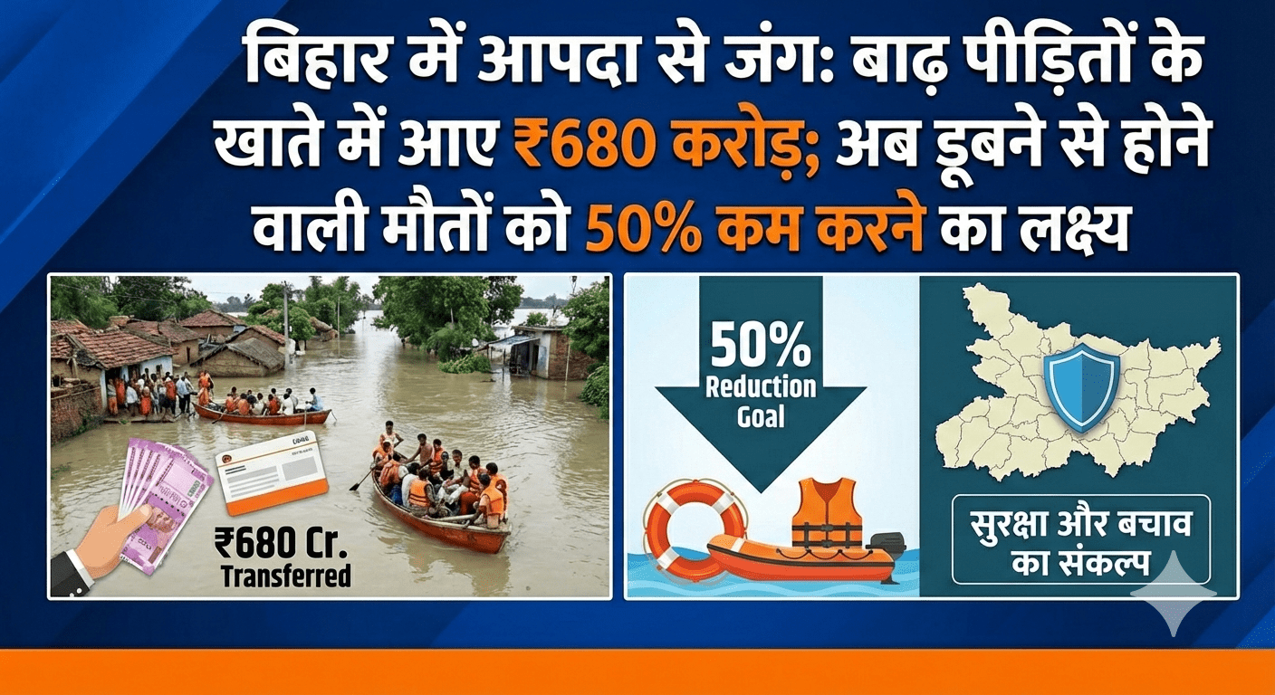 बिहार में आपदा से जंग: बाढ़ पीड़ितों के खाते में आए ₹680 करोड़; अब डूबने से होने वाली मौतों को 50% कम करने का लक्ष्य