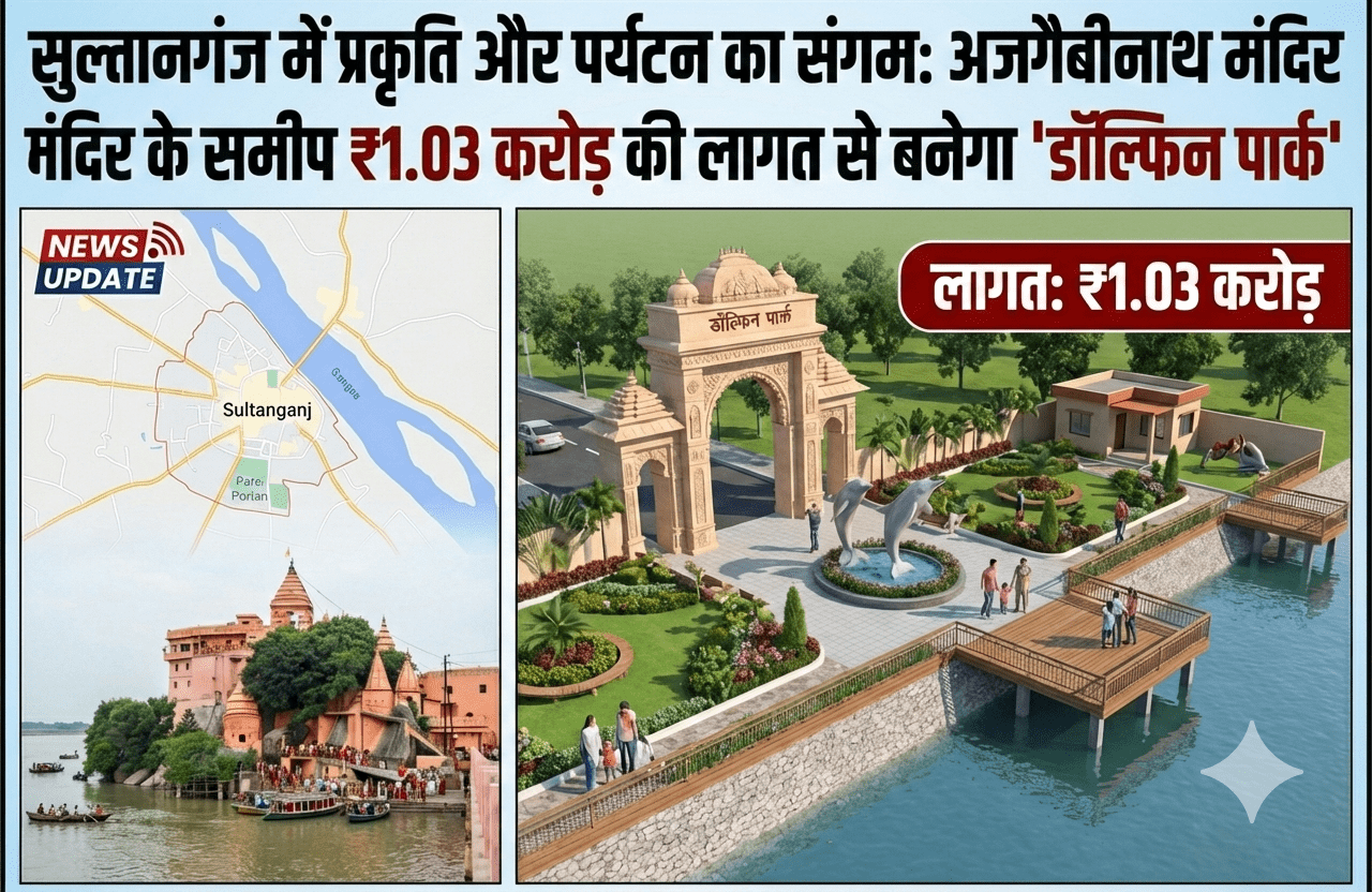 सुल्तानगंज में प्रकृति और पर्यटन का संगम: अजगैबीनाथ मंदिर के समीप ₹1.03 करोड़ की लागत से बनेगा 'डॉल्फिन पार्क'