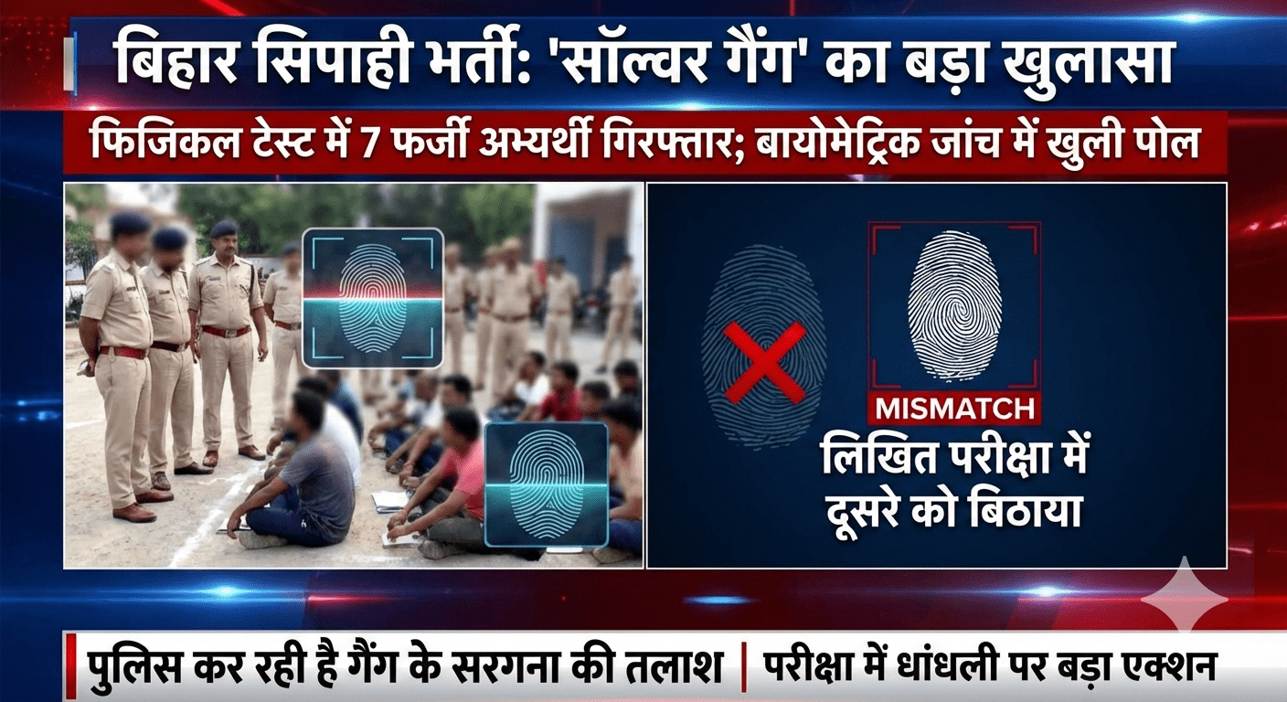 बिहार सिपाही भर्ती में ‘सॉल्वर गैंग’ का बड़ा खुलासा: लिखित में दूसरे को बिठाया, फिजिकल में पकड़े गए 7 फर्जी अभ्यर्थी