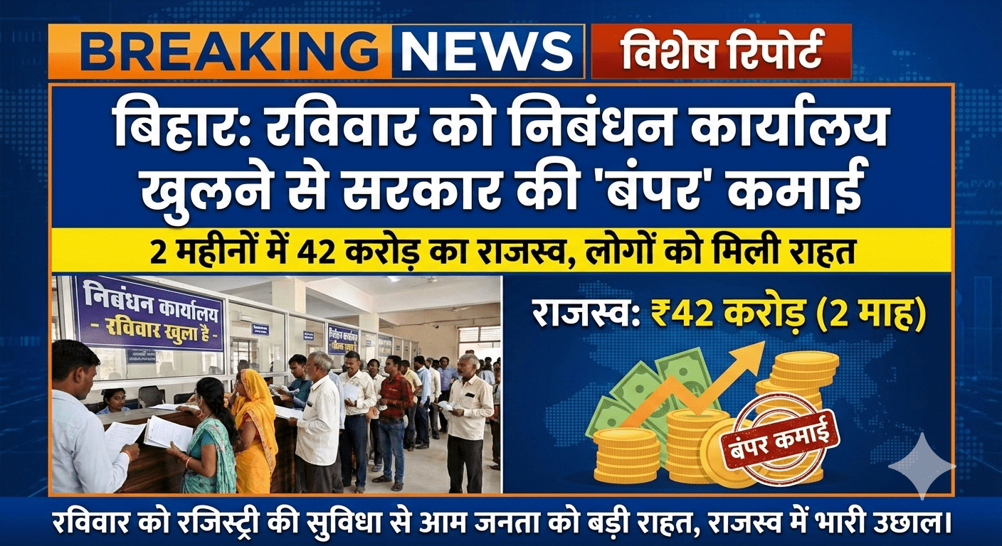 बिहार: रविवार को निबंधन कार्यालय खुलने से सरकार की ‘बंपर’ कमाई; 2 महीनों में 42 करोड़ का राजस्व, लोगों को मिली राहत