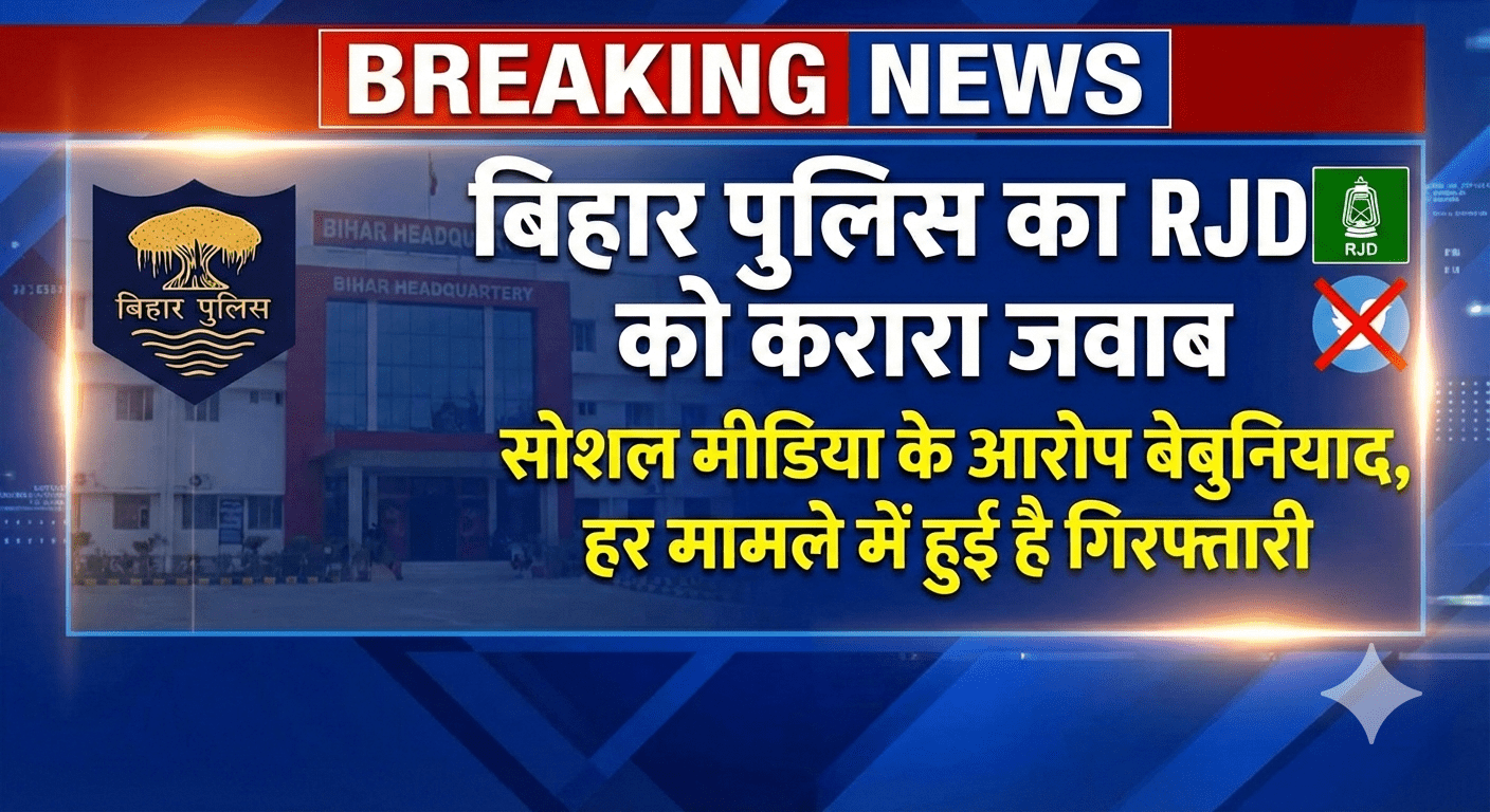 बिहार पुलिस का RJD को करारा जवाब: “सोशल मीडिया के आरोप बेबुनियाद, हर मामले में हुई है गिरफ्तारी”