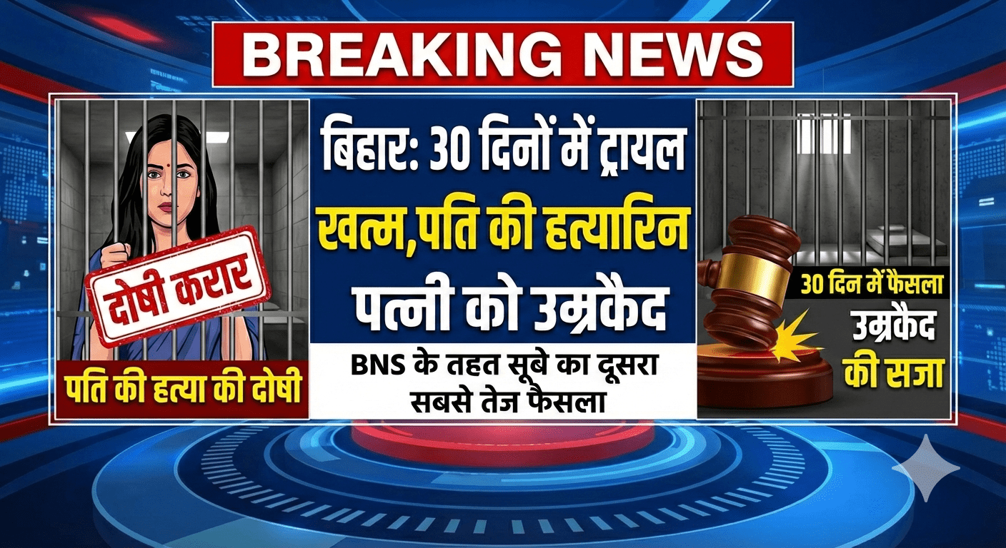 बिहार में 30 दिनों में ट्रायल खत्म, पति की हत्यारिन पत्नी को उम्रकैद; BNS के तहत सूबे का दूसरा सबसे तेज फैसला