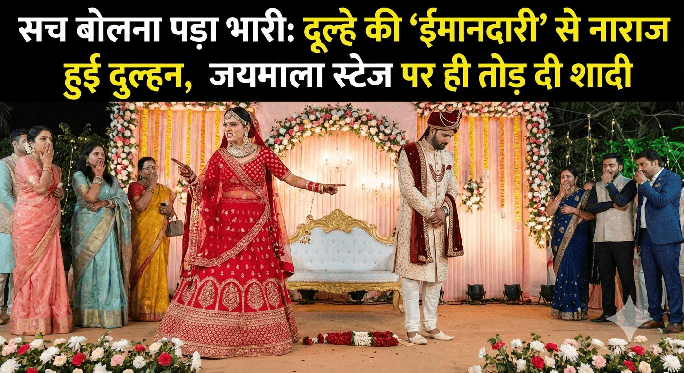 सच बोलना पड़ा भारी: दूल्हे की ‘ईमानदारी’ से नाराज हुई दुल्हन, जयमाला स्टेज पर ही तोड़ दी शादी