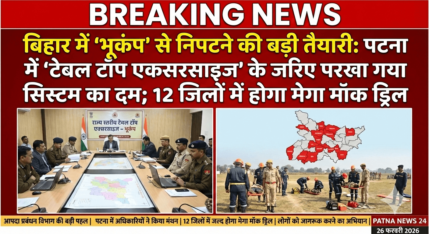 बिहार में ‘भूकंप’ से निपटने की बड़ी तैयारी: पटना में ‘टेबल टॉप एक्सरसाइज’ के जरिए परखा गया सिस्टम का दम; 12 जिलों में होगा मेगा मॉक ड्रिल