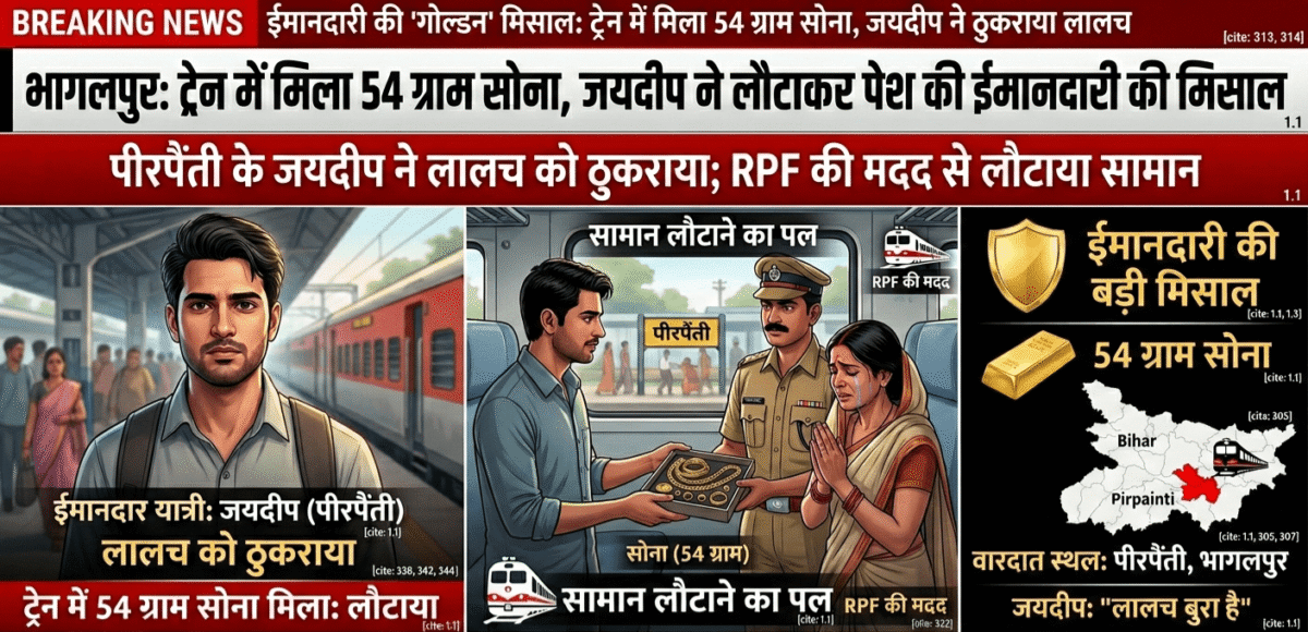 ईमानदारी की 'गोल्डन' मिसाल: ट्रेन में मिला 54 ग्राम सोना, पीरपैंती के जयदीप ने लालच को ठुकराकर लौटाया सामान