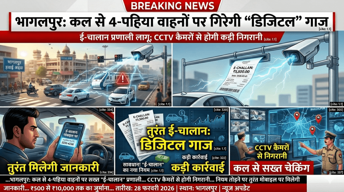 भागलपुर: कल से 'ICCC' की 'तीसरी आंख' का कड़ा पहरा; 4-पहिया वाहनों पर गिरेगी 'डिजिटल' गाज