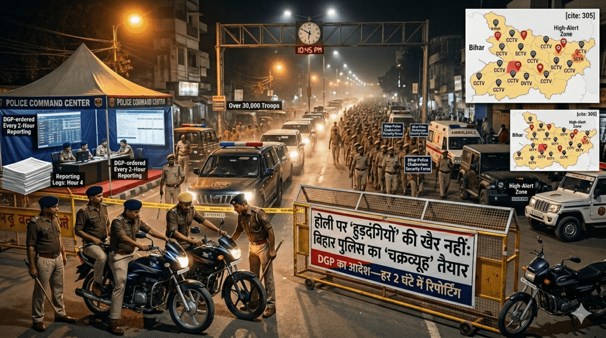 होली पर 'हुड़दंगियों' की खैर नहीं: बिहार पुलिस का 'चक्रव्यूह' तैयार; DGP का आदेश—हर 2 घंटे में होगी रिपोर्टिंग, 30 हजार से ज्यादा जवान तैनात