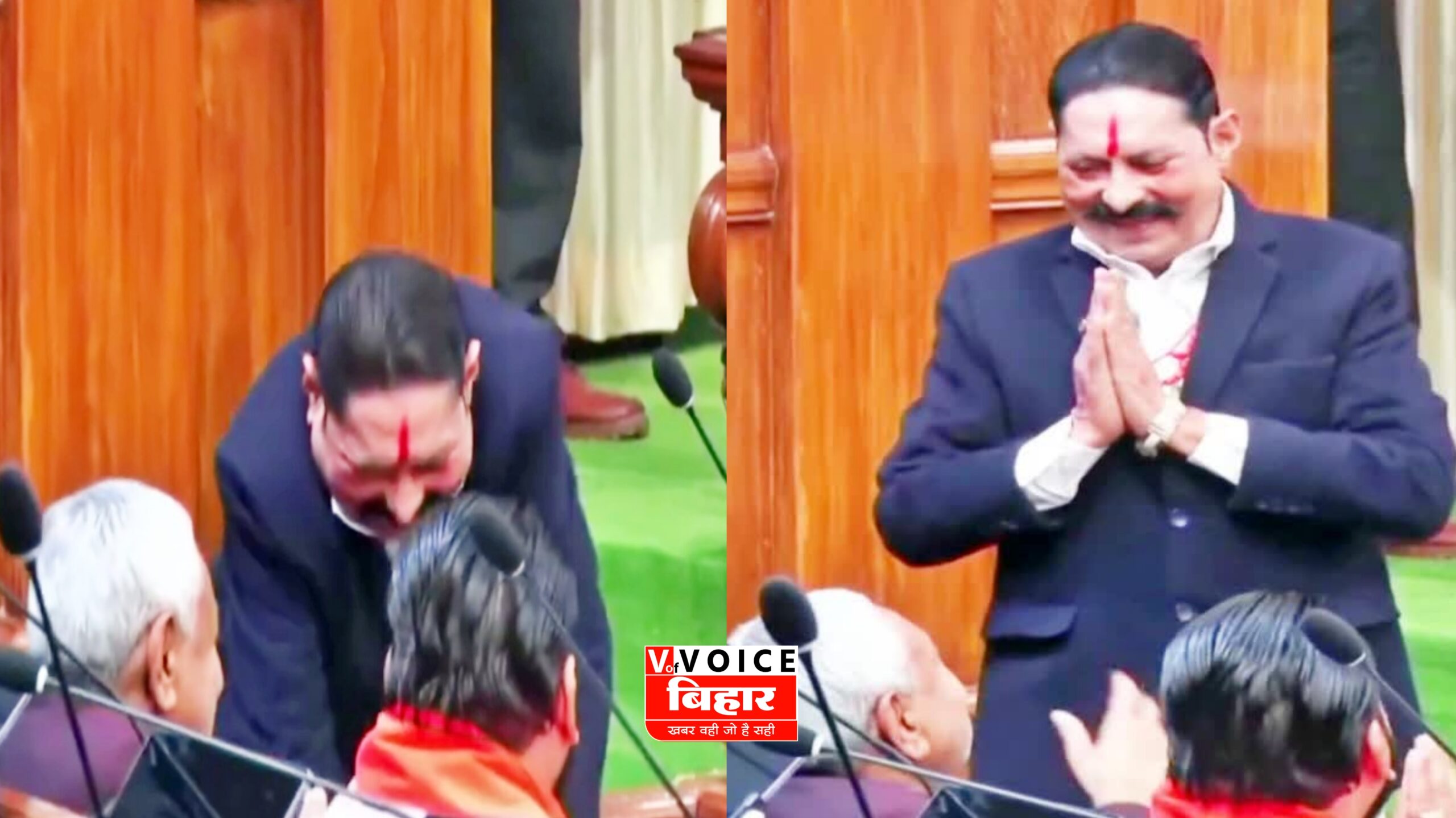 विधायक पद की शपथ के बाद अनंत सिंह ने छुए CM नीतीश के पैर, टीका देखकर सीएम ने टोका