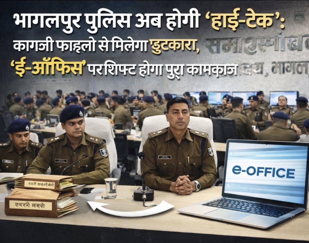 भागलपुर पुलिस अब होगी ‘हाई-टेक’: कागजी फाइलों से मिलेगा छुटकारा, ‘ई-ऑफिस’ पर शिफ्ट होगा पूरा कामकाज