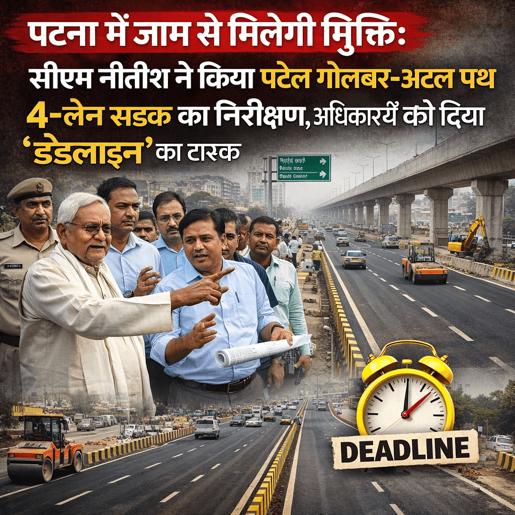 पटना में जाम से मिलेगी मुक्ति: सीएम नीतीश ने किया पटेल गोलंबर-अटल पथ 4-लेन सड़क का निरीक्षण; अधिकारियों को दिया ‘डेडलाइन’ का टास्क