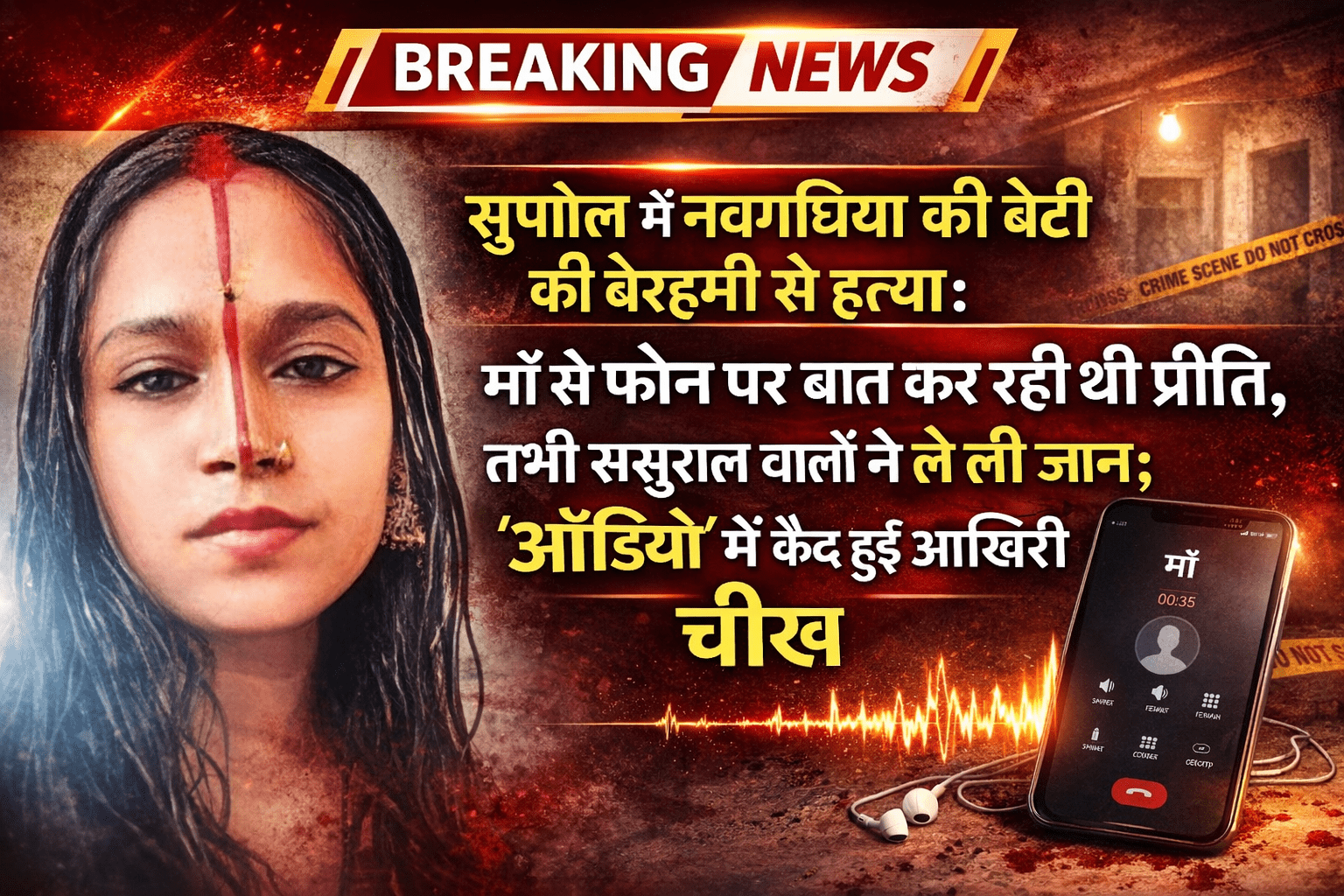 सुपौल में नवगछिया की बेटी की बेरहमी से हत्या: माँ से फोन पर बात कर रही थी प्रीति, तभी ससुराल वालों ने ले ली जान; ‘ऑडियो’ में कैद हुई आखिरी चीख