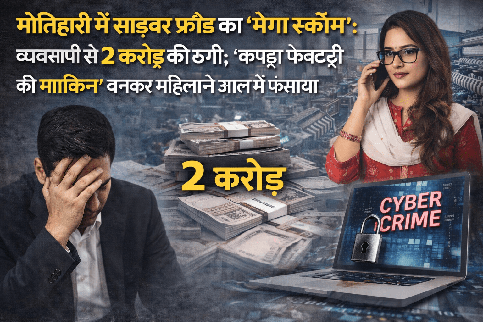 मोतिहारी में साइबर फ्रॉड का ‘मेगा स्कैम’: व्यवसायी से 2 करोड़ की ठगी; ‘कपड़ा फैक्ट्री की मालकिन’ बनकर महिला ने जाल में फंसाया