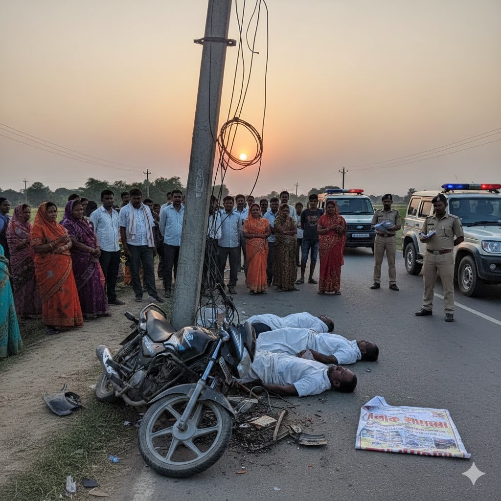 बिहार में तिलक समारोह से पहले बड़ा हादसा, बिजली के पोल से टकराई बाइक; तीन की मौत