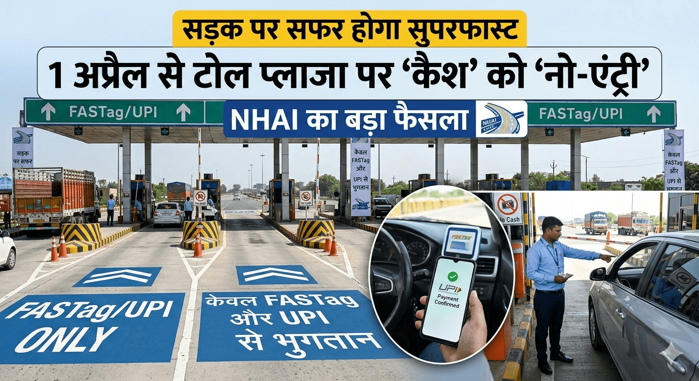 सड़क पर सफर होगा सुपरफास्ट: 1 अप्रैल से टोल प्लाजा पर ‘कैश’ को ‘नो-एंट्री’; NHAI का बड़ा फैसला, केवल FASTag और UPI से होगा भुगतान