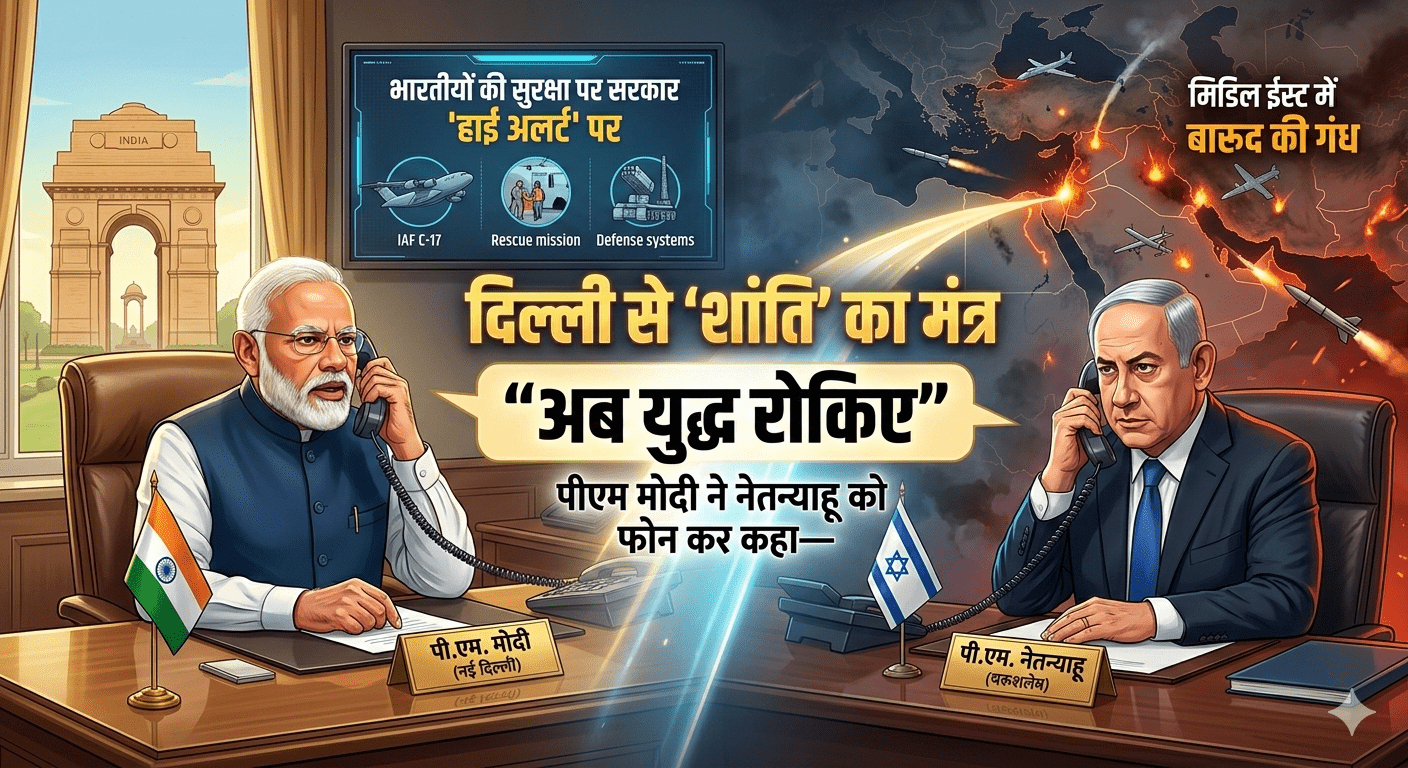 मिडिल ईस्ट में बारूद की गंध, दिल्ली से ‘शांति’ का मंत्र: पीएम मोदी ने नेतन्याहू को फोन कर कहा— “अब युद्ध रोकिए”; भारतीयों की सुरक्षा पर सरकार ‘हाई अलर्ट’ पर