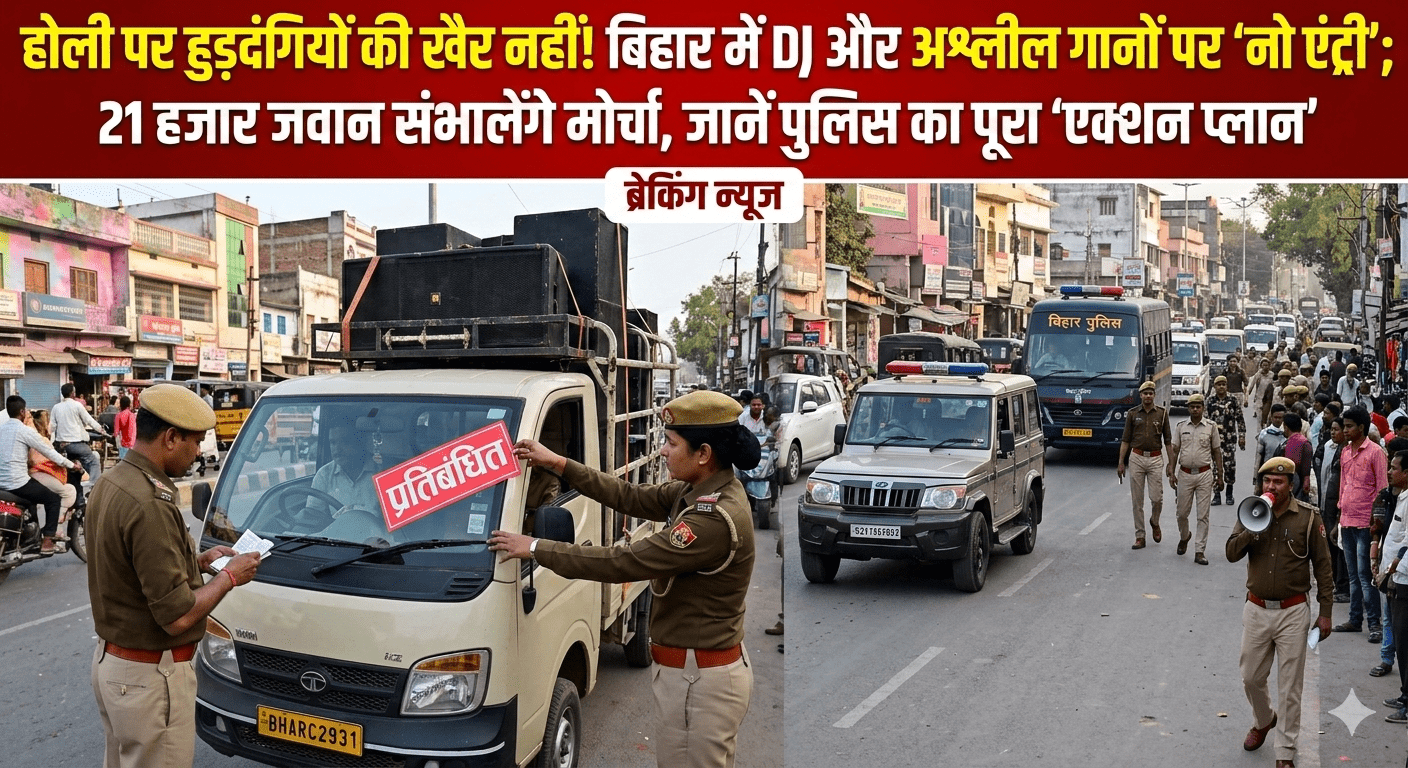 होली पर हुड़दंगियों की खैर नहीं! बिहार में DJ और अश्लील गानों पर ‘नो एंट्री’; 21 हजार जवान संभालेंगे मोर्चा, जानें पुलिस का पूरा ‘एक्शन प्लान’