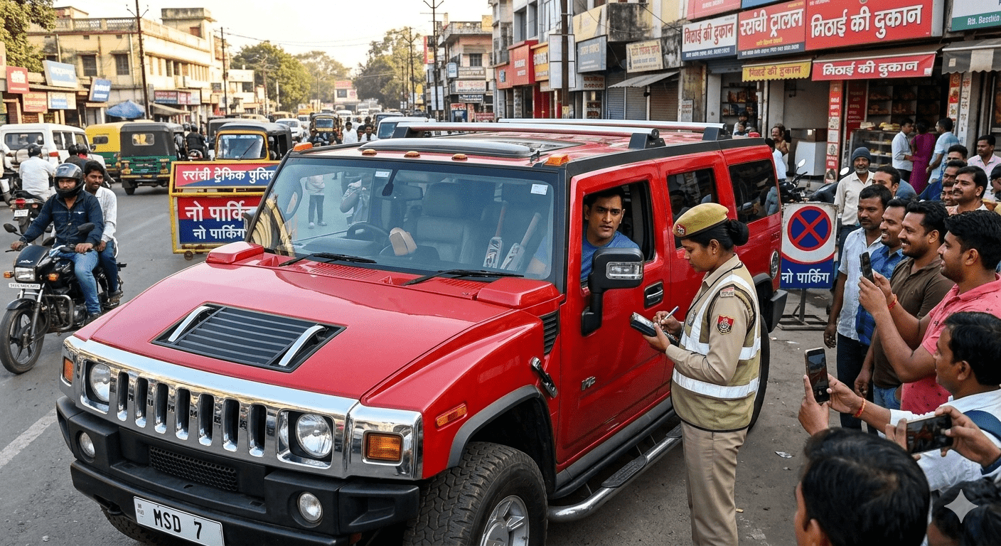 ‘कैप्टन कूल’ की रफ्तार पर रांची पुलिस का ब्रेक! कांके रिंग रोड पर कटा धौनी की कार का चालान; जानें क्या है पूरा मामला