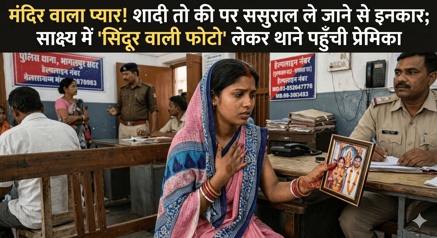 ‘दारोगा जी’ के बेटे का मंदिर वाला प्यार! शादी तो की पर ससुराल ले जाने से इनकार; साक्ष्य में ‘सिंदूर वाली फोटो’ लेकर थाने पहुँची प्रेमिका