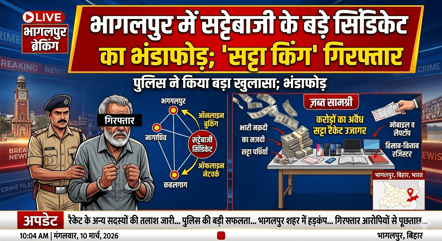 भागलपुर में ‘नंबरों’ का खेल खत्म! सट्टेबाजी के बड़े सिंडिकेट का भंडाफोड़; ‘सट्टा किंग’ अशोक यादव गिरफ्तार