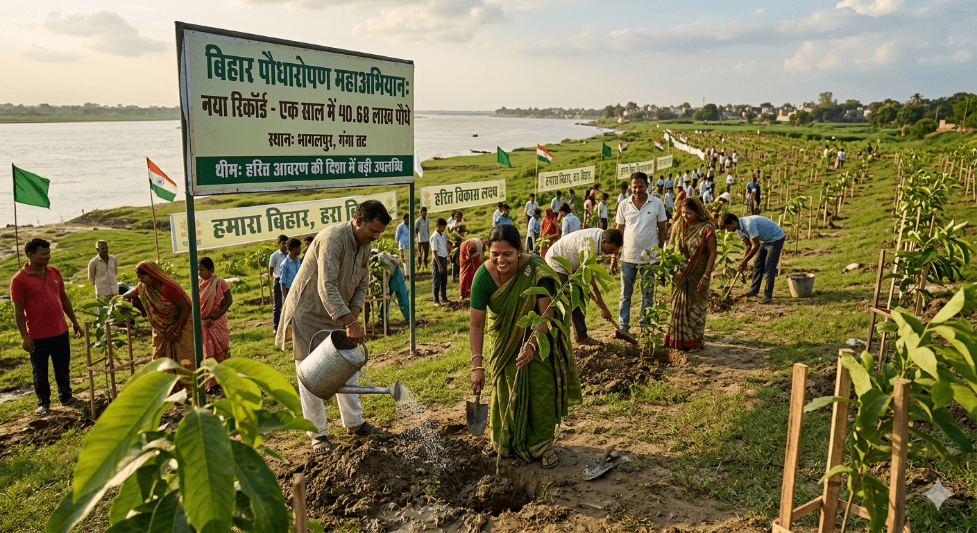 बिहार में पौधारोपण का नया रिकॉर्ड, एक साल में 40.68 लाख पौधे लगाए गए; हरित आवरण बढ़ाने की दिशा में बड़ी उपलब्धि
