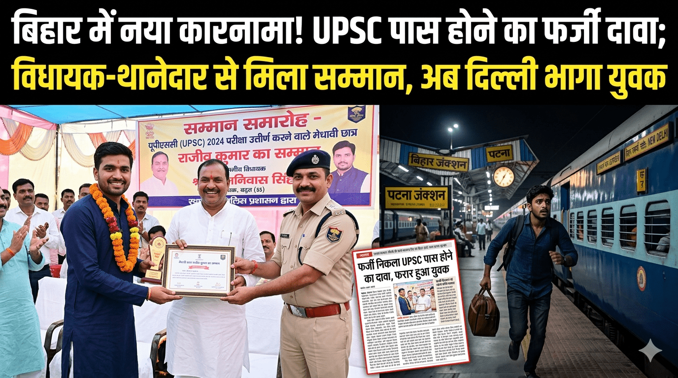 बिहार में यूपीएससी सफलता का फर्जी दावा: सम्मान मिलने के बाद खुला राज, युवक दिल्ली फरार