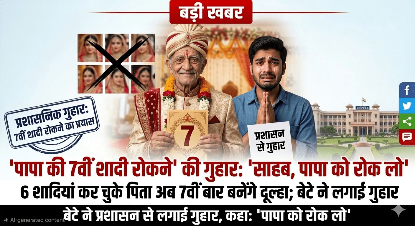 6 शादियां कर चुके पिता अब 7वीं बार बनेंगे दूल्हा; बेटे ने लगाई गुहार— “साहब, पापा को रोक लो”