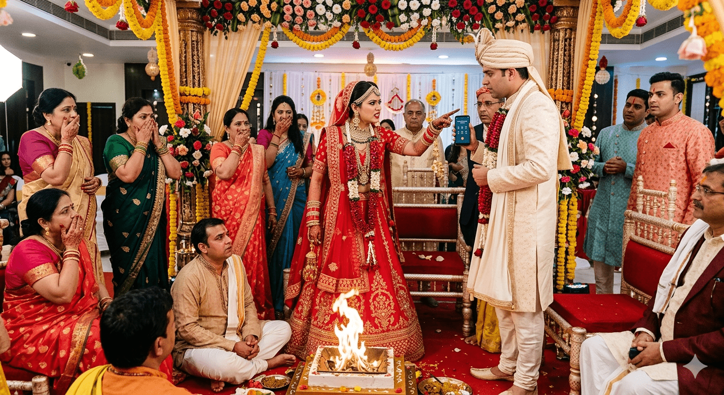 विदाई से पहले ‘फेरों’ का फरेब! सात जन्मों के वादे और कॉन्फ्रेंस कॉल पर गर्लफ्रेंड; जांबाज दुल्हन ने बीच मंडप में दूल्हे को किया ‘ब्लॉक’