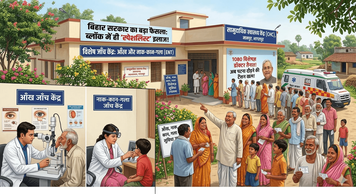 अब ब्लॉक में ही होगा ‘स्पेशलिस्ट’ इलाज! बिहार सरकार का बड़ा फैसला; CHC में तैनात होंगे 1080 आंख और नाक-कान-गला के डॉक्टर, पटना दौड़ने की टेंशन खत्म