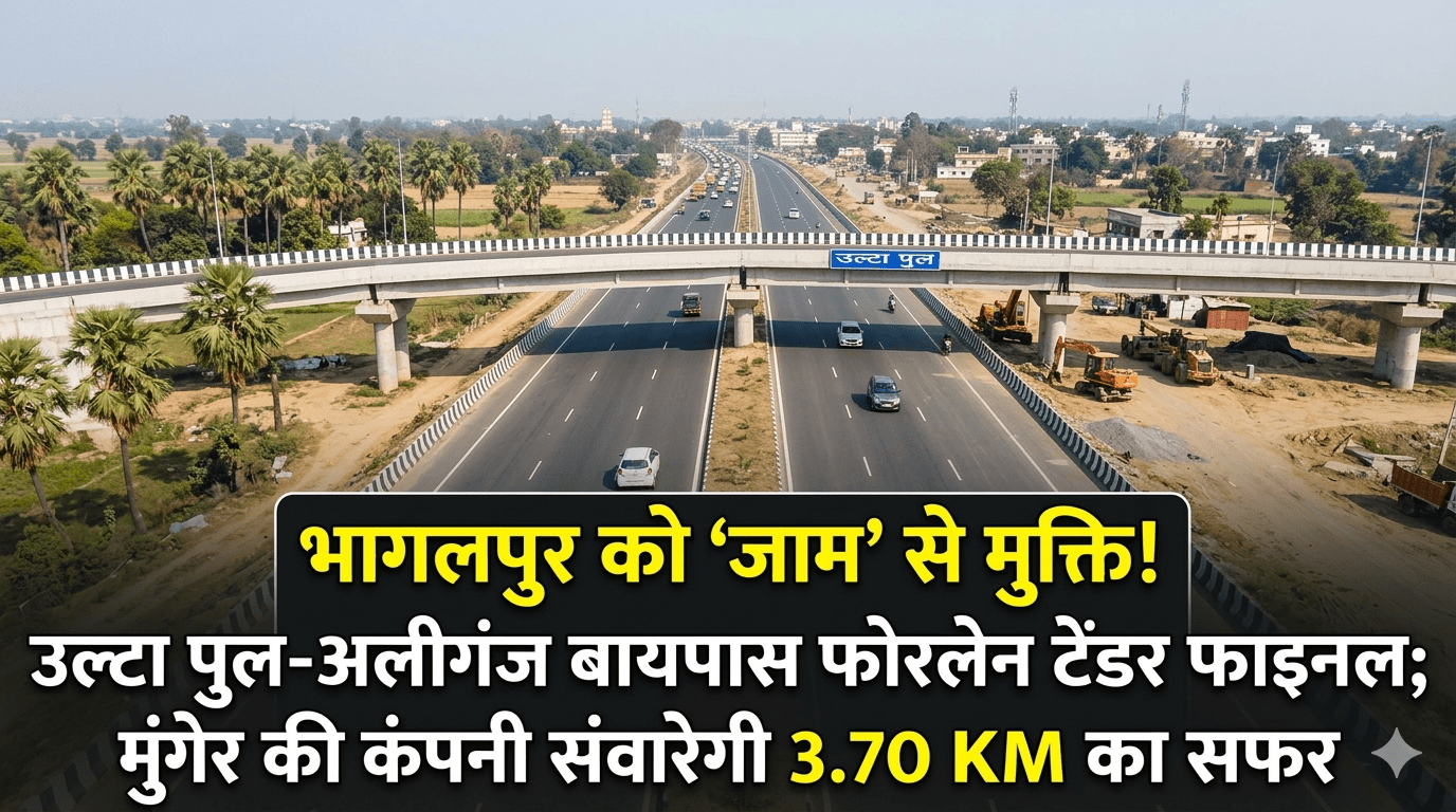भागलपुर को ‘जाम’ से मिलेगी मुक्ति! उल्टा पुल-अलीगंज बायपास फोरलेन का टेंडर फाइनल; मुंगेर की कंपनी संवारेगी 3.70 KM का सफर